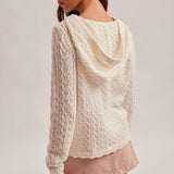 Eyelet Knitted Scalloped Hoodie