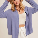 Crinkle Gauze Button Down