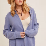 Crinkle Gauze Button Down