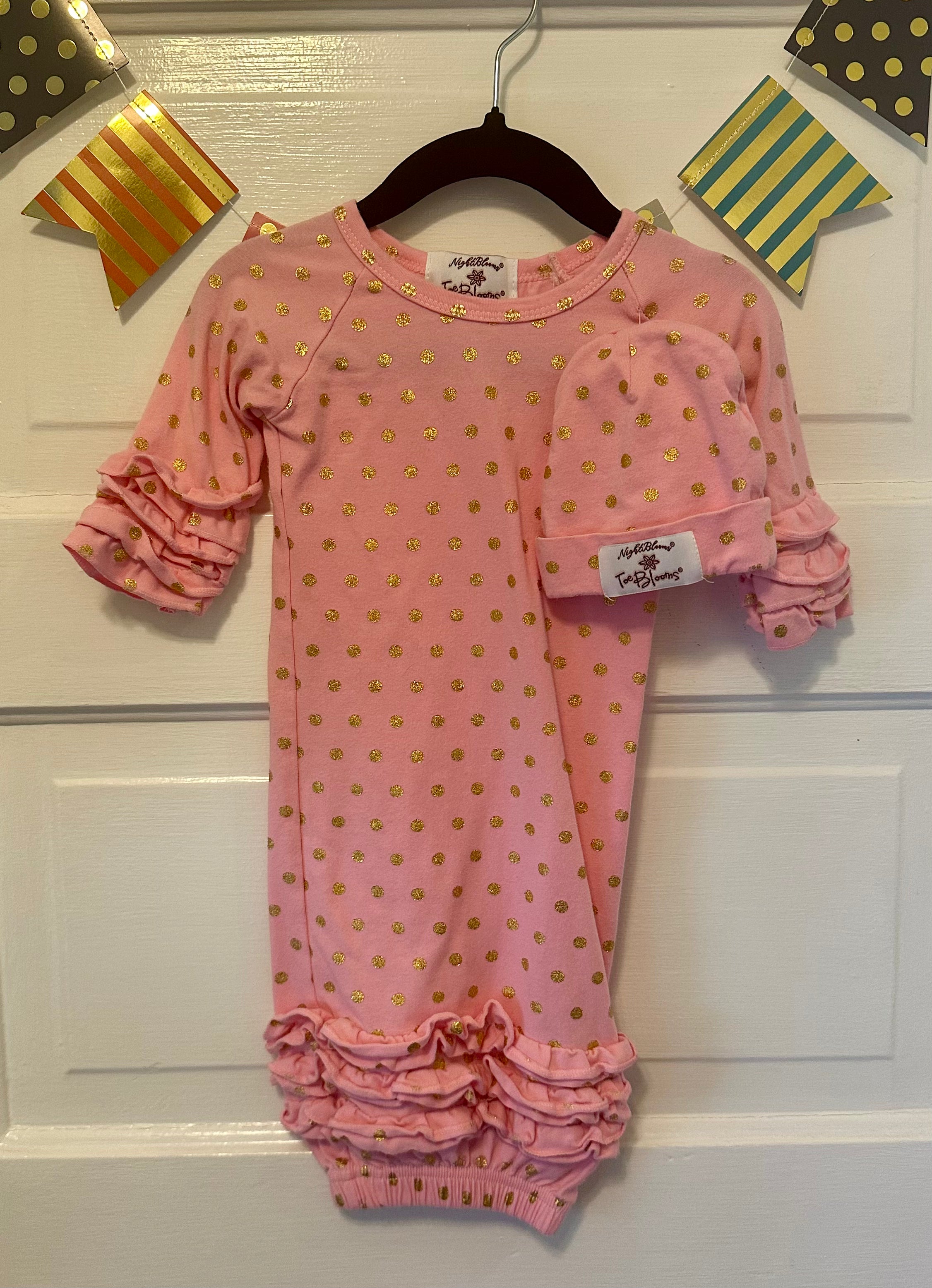 Pink Polkadot Night Blooms sleep gown