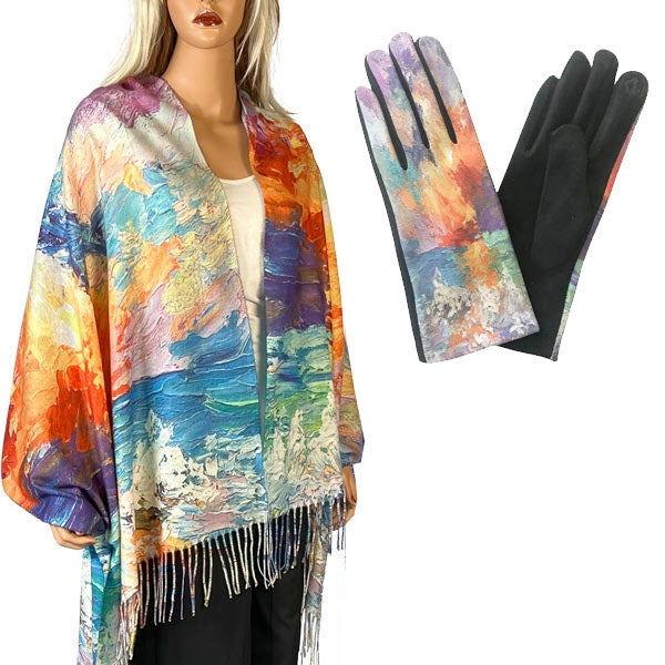 Art Design Scarf & Glove Set