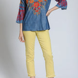 Floral Embroidered V-Neck Pullover