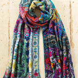 Cozy Blanket Scarf - Blue Patchwork