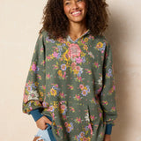 Oversized Printed Hoodie - English Garden Charcoal