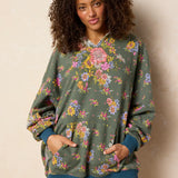 Oversized Printed Hoodie - English Garden Charcoal