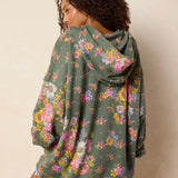 Oversized Printed Hoodie - English Garden Charcoal