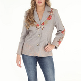 Embroidered Herringbone Blazer