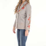 Embroidered Herringbone Blazer