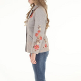 Embroidered Herringbone Blazer