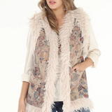 Dusty Floral Faux Suede & Faux Shearling Vest