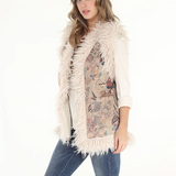 Dusty Floral Faux Suede & Faux Shearling Vest