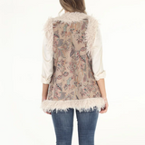 Dusty Floral Faux Suede & Faux Shearling Vest