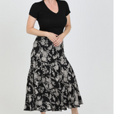 Black and Cream Floral Skirt