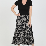 Black and Cream Floral Skirt