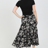 Black and Cream Floral Skirt