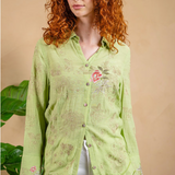 Embroidered Blouse w/Wide Split Cuff