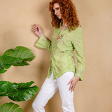 Embroidered Blouse w/Wide Split Cuff