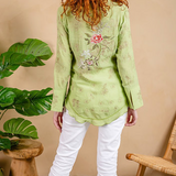 Embroidered Blouse w/Wide Split Cuff