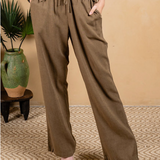 Linen Blend Wide Leg Pant
