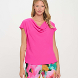 Cap Sleeve Cowl Neck Woven Top