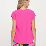 Cap Sleeve Cowl Neck Woven Top