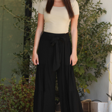 Black Wide Leg Front Tie Pant