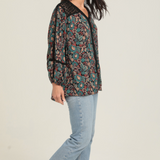 Black Lace Detail Floral Blouse