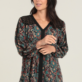 Black Lace Detail Floral Blouse
