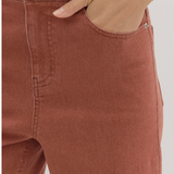 Eyelet Crop Bant in Brick