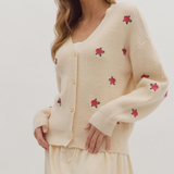 Cream Floral Cardigane