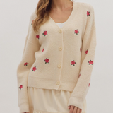Cream Floral Cardigane