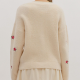 Cream Floral Cardigane