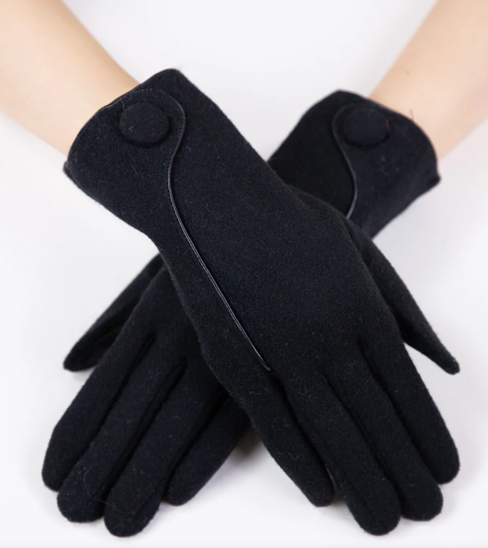 Wool Felted Gloves w/ Leather Seam