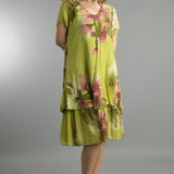 Chartreuse Floral Linen Dress