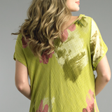 Chartreuse Floral Linen Dress