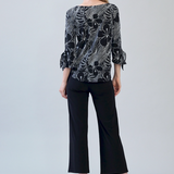 Tie Cuff Curved Hem Top - Orchid Sketch