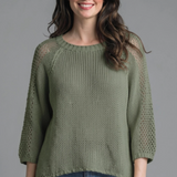 3/4 Sleeve Woven Sweater