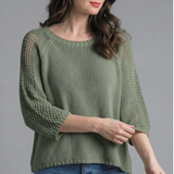 3/4 Sleeve Woven Sweater