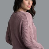 Mauve V-neck Loose Knit Sweater