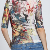 Half Sleeve Printed Mesh Top