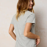 Boho Cotton Applique Tee - Heather Grey Love