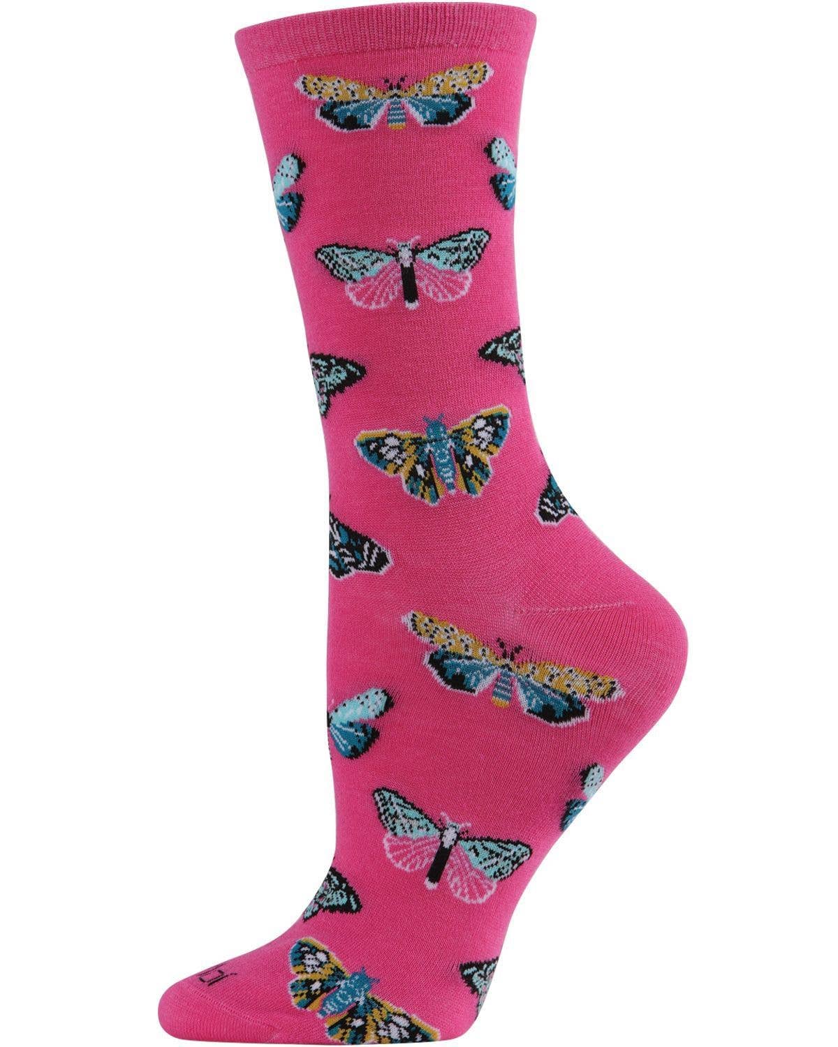 MeMoi Butterfly Bamboo Blend Crew Socks