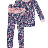 SoftSnooze™ Toddler Girls Bamboo Viscose Moonlit Meadow Ruffle Long Sleeve Pajama Set with Signature Rear Ruffles