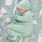 SoftSnooze™ Baby Cotton Modal Sage Knotted Sleep Gown & Hat Set