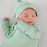 SoftSnooze™ Baby Cotton Modal Sage Knotted Sleep Gown & Hat Set