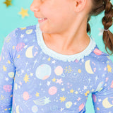 Girls Starry Dreams Bamboo Viscose Ruffle Long Sleeve Pajama Set