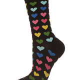 Multicolored Hearts Bamboo Crew Women's Socks