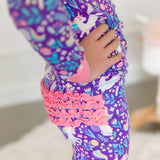 Unicorn Meadow Ruffle Long Sleeve Pajama Set with Signature Rear Ruffles