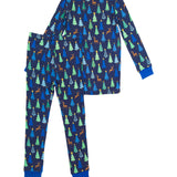 Boys Merry Blue Pines Bamboo Viscose Long Sleeve Pajama Set