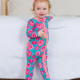 Bright Blossoms Footed Ruffle One Piece Pajama